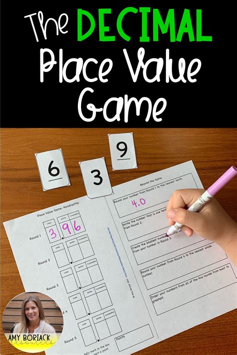 Decimal Place Value Game: Tenths, Hundredths, Thousandths | Place value game, Place value with ...