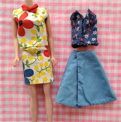 1960S BARBIE CLONE Fashion Doll Clothes Summer Blue Red Yellow Top Skirt Lot $16.75 - PicClick