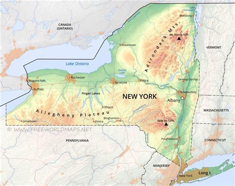 Physical Map Of New York State - map of interstate