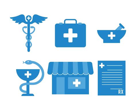 Blue Pharmacy Icon Set Vectors Vector Art & Graphics | freevector.com