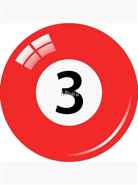 "Red pool/billiard ball number 3 sticker" Acrylic Block for Sale by Mhea | Redbubble