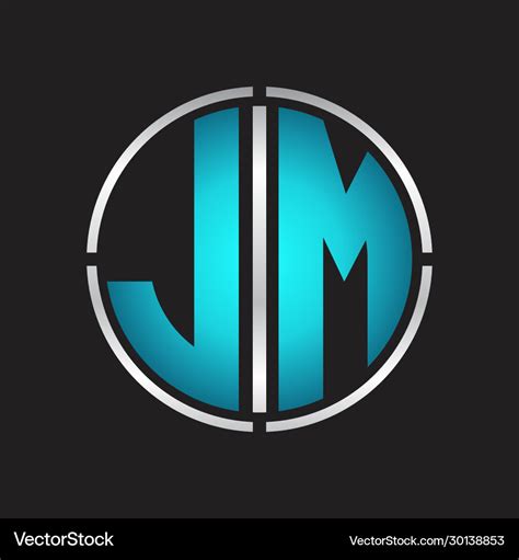 Jm logo initial with circle line cut design Vector Image