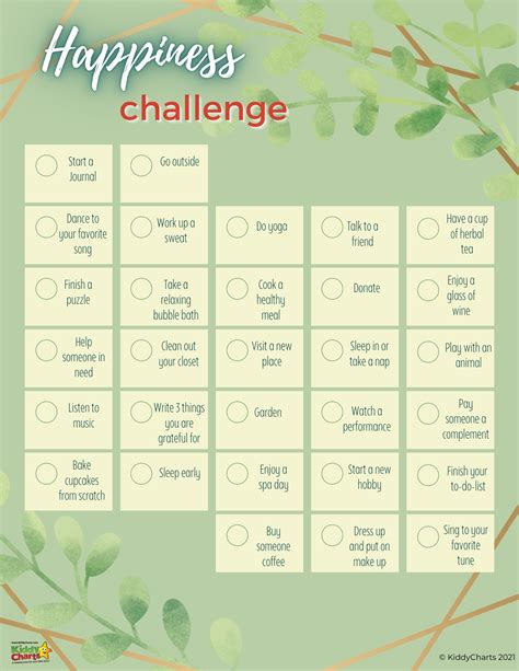 Happiness challenge for kids and adults | KiddyCharts daily challenges