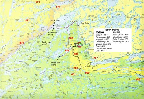 Map of BWCA Entry Points and Quetico Entry Points off the Gunflint Trail