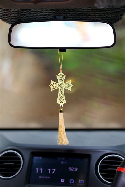 Buy Adoraa’s handcrafted cross car rear view mirror décor hanging accessories online in india ...