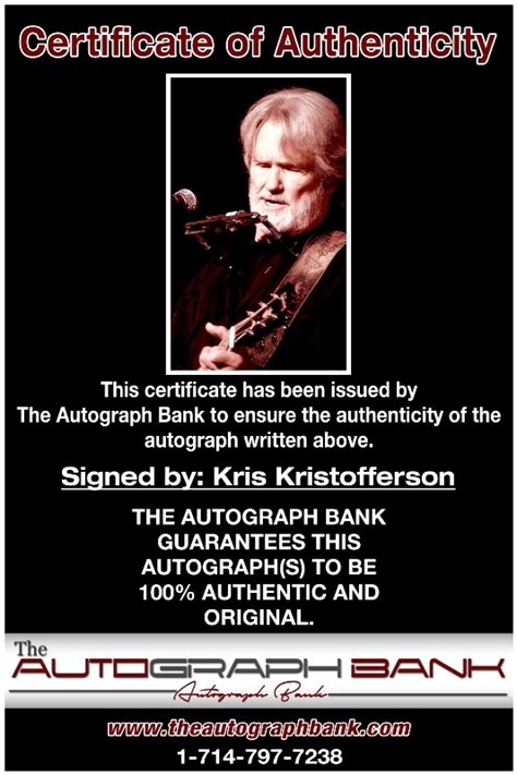 Kris Kristofferson authentic signed County 10x15 photo W/Certificate ...