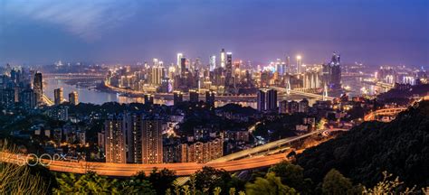 panoramic view of Chongqing night - From Yikeshu park of South Mountain, you have a perfect ...