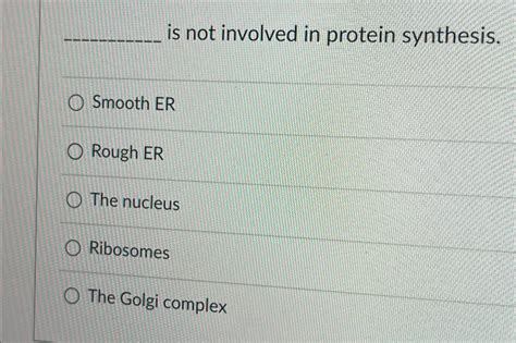 Solved is not involved in protein synthesis.Smooth ERRough | Chegg.com