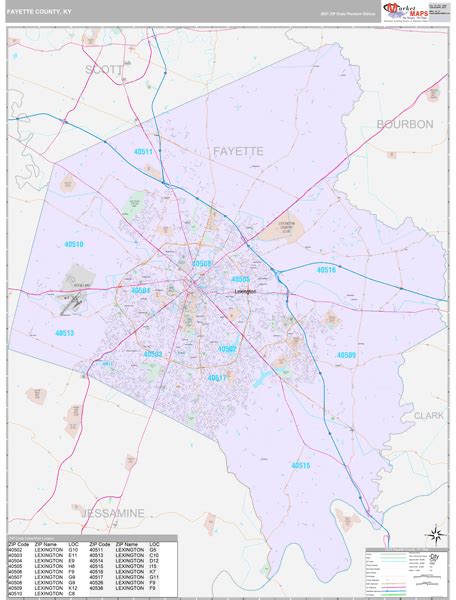 Fayette County, KY Wall Map Premium Style by MarketMAPS