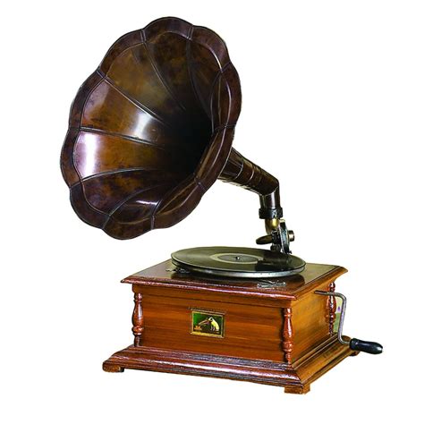 Buy WinnerBrown Home Décor Metal Wood Brass Antique Finish Gramophone Record Player, 27 inch ...