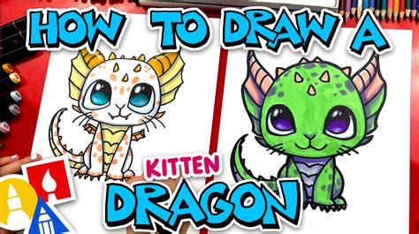 How To Draw A Mythical Kitten Dragon - Art For Kids Hub