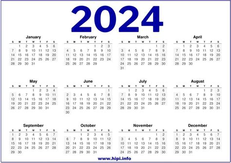 2024 Printable Calendar In 3x5 Size - Printable Online