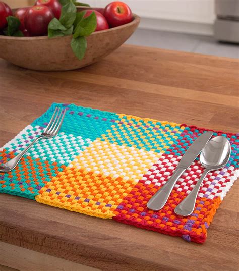 Loom Woven Placemat at Joann.com | Loom knitting projects, Woven placemats, Loom knitting patterns