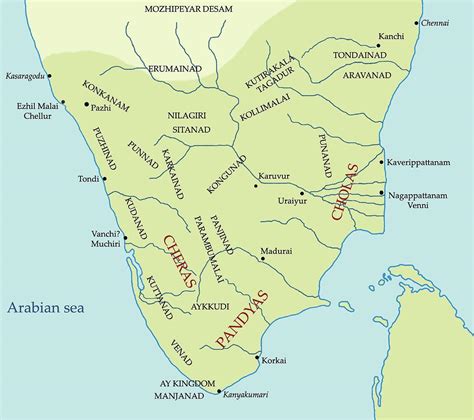 Rivers of south India map - River map of south India (Southern Asia - Asia)