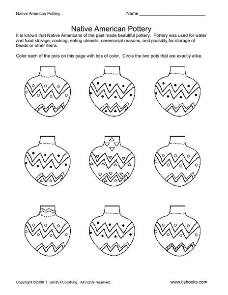 Native American Pottery Worksheet for 1st - 2nd Grade | Lesson Planet