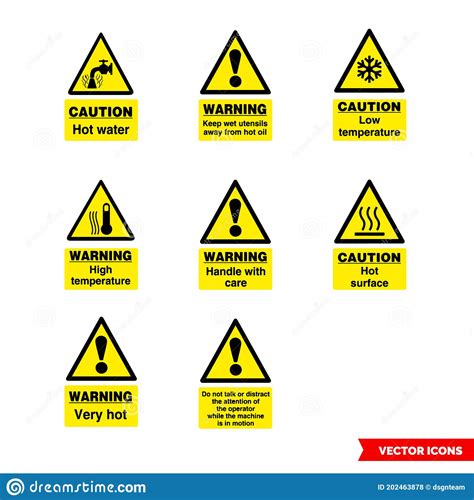 Food Safety Hazard Signs Icon Set of Color Types. Isolated Vector Sign ...