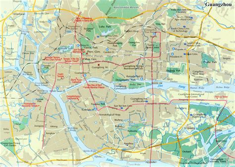 Map of Guangzhou, Guangdong, China - Free Printable Maps