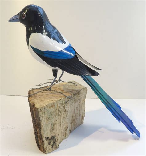 Paper mache birds - hand made folk art quirky sculptures of birds