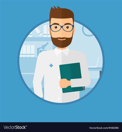 Doctor with file in medical office Royalty Free Vector Image