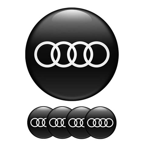 Audi Wheel Center Cap Domed Stickers Black and White | Wheel Emblems ...