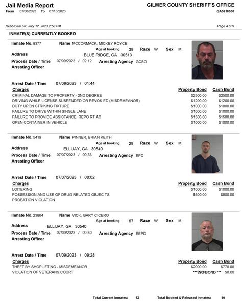 Gilmer County Sheriffs Office Arrest Report 7/6 - 7/10/2023 - GilmerGilmer