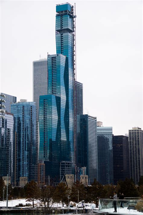 Chicago's Vista Tower nearing the end of its construction in 2019. This 101-story skyscraper ...