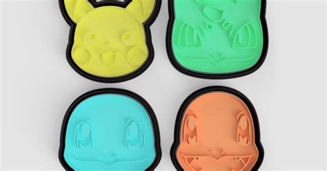 Cookie Cutters - Kanto Starters Pokemon Faces by Printies | Download ...