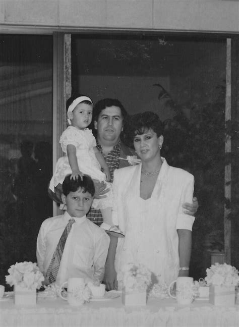 Escobar's family photo; Pablo Escobar holding Manuela, tugging on her brother's hair, Juan Pablo ...