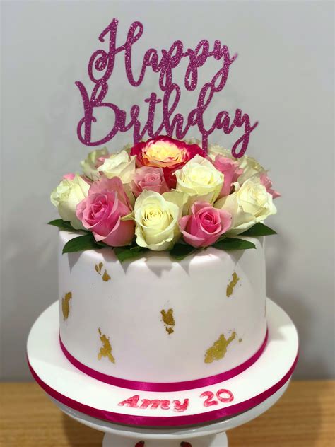 Birthday cake with fresh flowers and gold leaf! Fresh Flower Cake, Fresh Flowers, How To Make ...