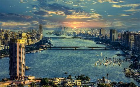 Download Sunset Nile Egypt Man Made Cairo HD Wallpaper