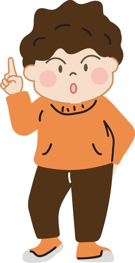 Happy cute kid pointing cartoon character doodle hand drawn design for decoration. 22608575 PNG