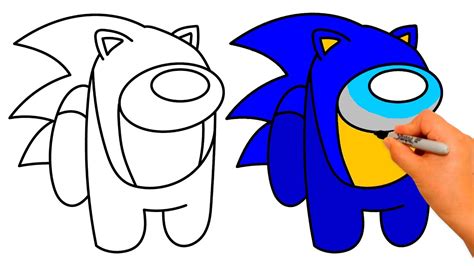 How to draw AMONG US SONIC easy | Aprender a dibujar a Sonic Among Us