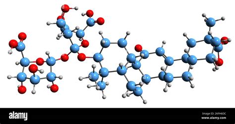 3D image of Glycyrrhizin skeletal formula - molecular chemical structure of glycyrrhizic acid ...