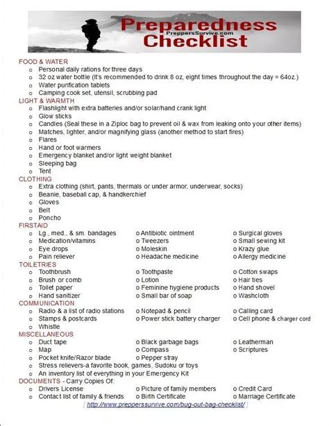 Printable Emergency Go Bag List | Survival bag, Bug out bag, Survival