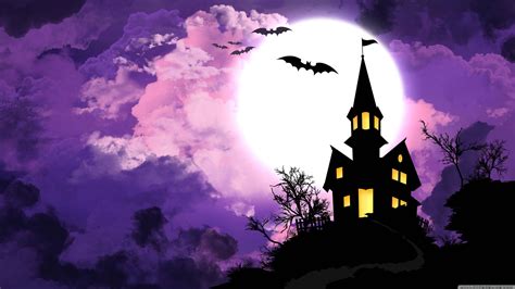 Download Scary Halloween With Purple Night Sky Wallpaper | Wallpapers.com