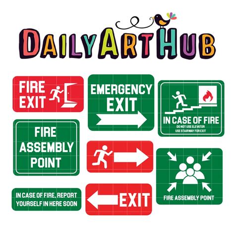 Emergency Exit Signs Clip Art Set – Daily Art Hub // Graphics, Alphabets & SVG