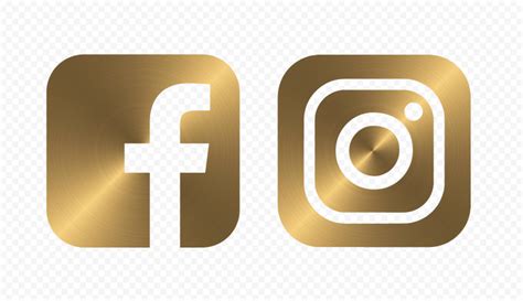 HD Facebook Instagram Golden Metal Square Logos Icons PNG | Facebook and instagram logo, Square ...