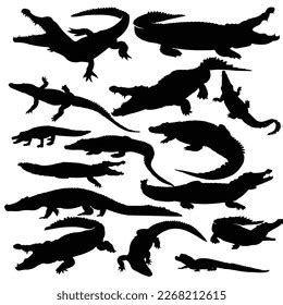 Crocodile Silhouette Vector Set Illustration Stock Vector (Royalty Free) 2268212615 | Shutterstock