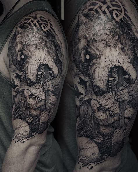 Odin vs. Fenrir by Robert Borbas (@ grindesign) #kwadron #h2oceanproteam Wolf Tattoos, Life ...