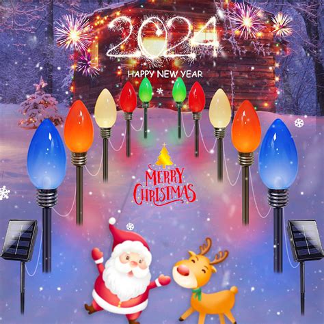 10 Pack Jumbo Solar C9 Christmas Lights Outdoor, 2023 Upgraded ...