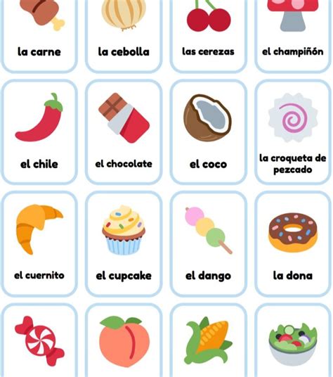 Spanish Food Flashcards | Spaanse taal, Flashcards, Spaans