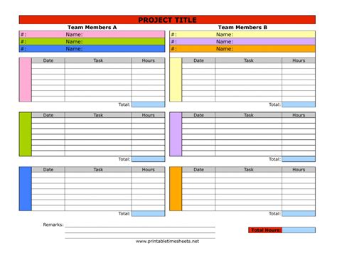 Project Management Timesheet Template