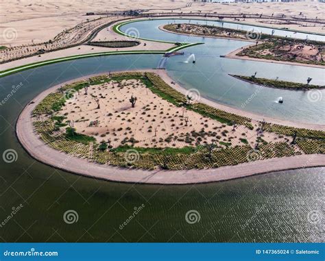 Heart Shape Love Lake in Dubai Desert Aerial View Stock Photo - Image ...