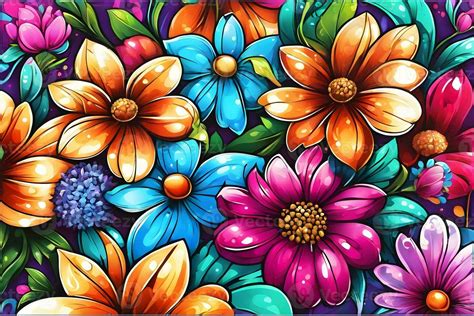 Flower Graffiti Wallpaper, Graffiti Background, Floral Graffiti Pattern ...