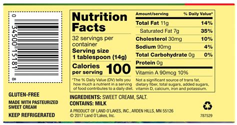 Land O Lakes Nutrition Facts - Nutrition Pics