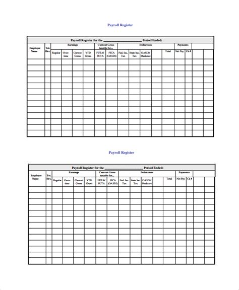 FREE 7+ Sample Payroll Register Templates in MS Word | PDF