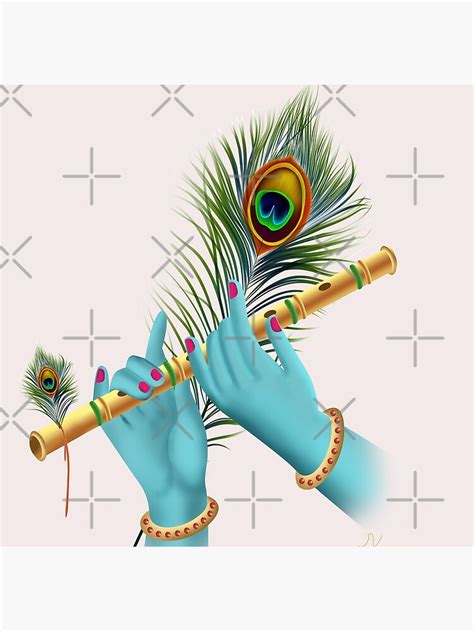 "krishna Mor Pankh With Bansuri " Poster for Sale by mits1983 | Redbubble