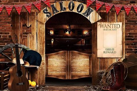 Cowboy Saloon Bar Themed Wooden Happy Birthday Backdrop, 55% OFF