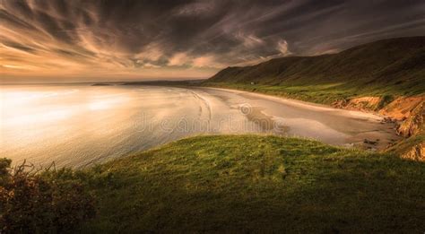 Rhossili Beach Gower Peninsula South Wales One Best Beaches Uk Stock ...