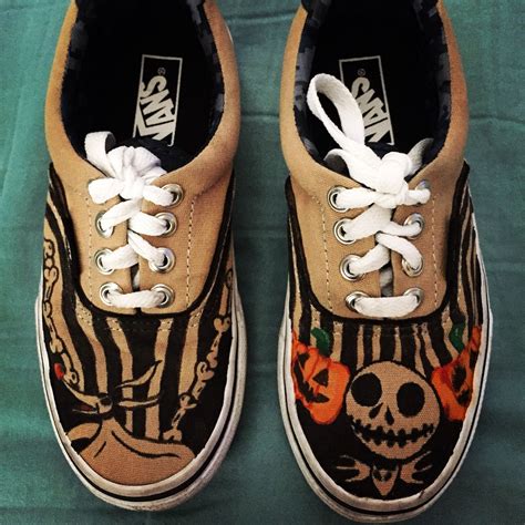 Nightmare Before Christmas Shoes Made From Tan Vans | Tan vans, Christmas shoes, Vans